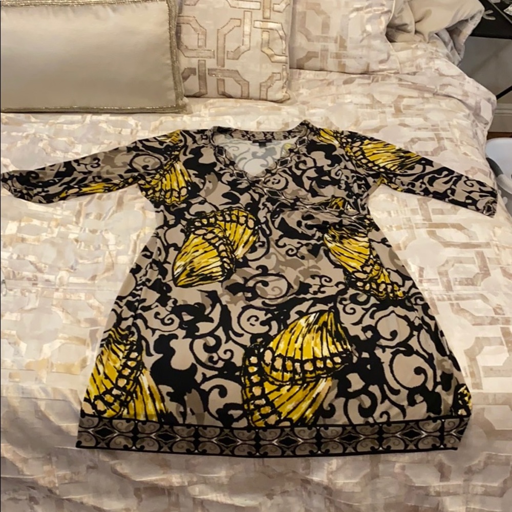 Buttery print faux wrap dress